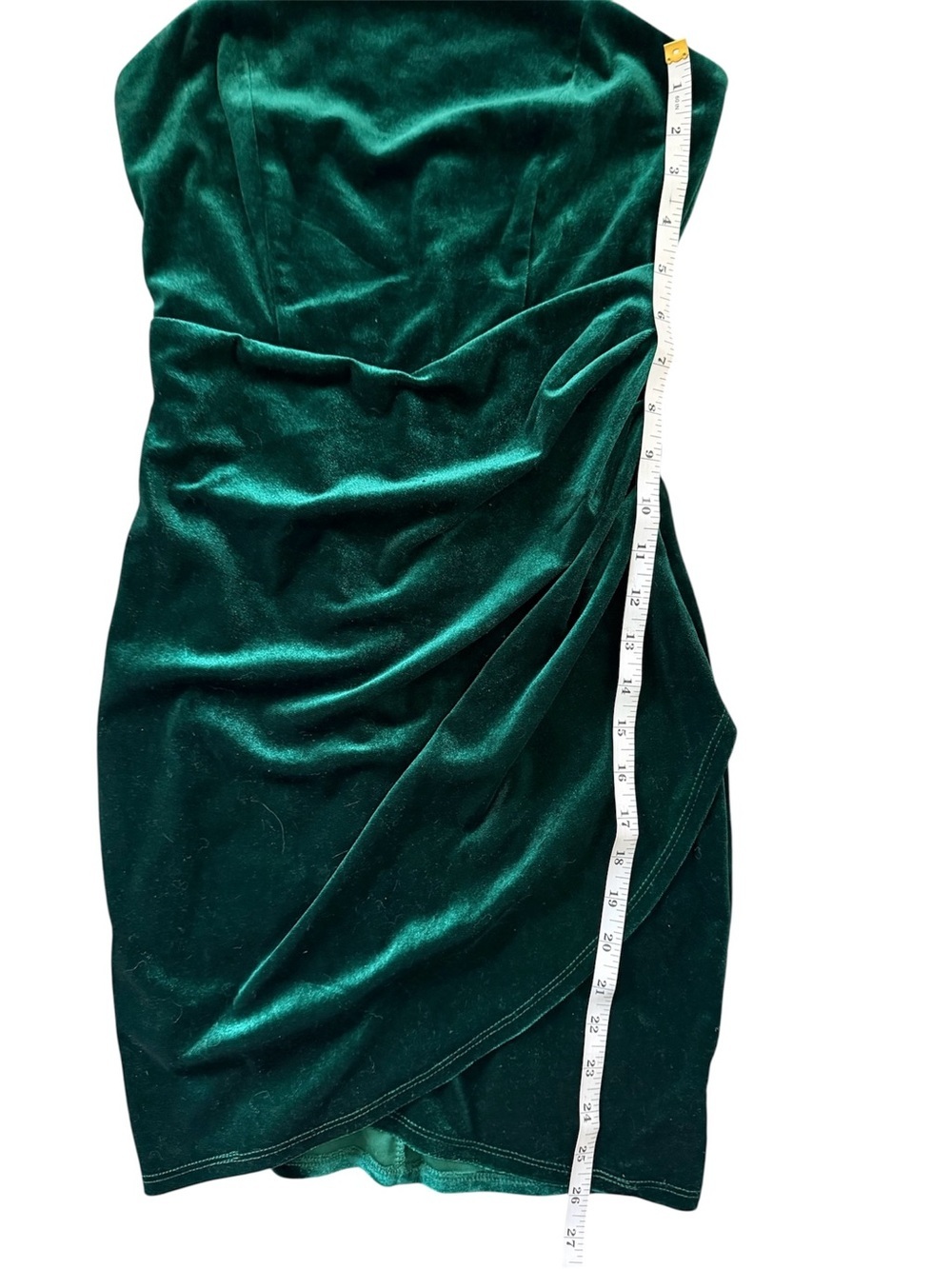 Honey and Rosie Emerald Green Velvet Ruched Mini Dress XS Holiday Cocktail Party - Picture 3 of 6